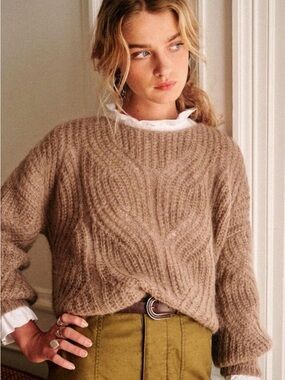 Sezane Gisele Cable Sweater - Taupe